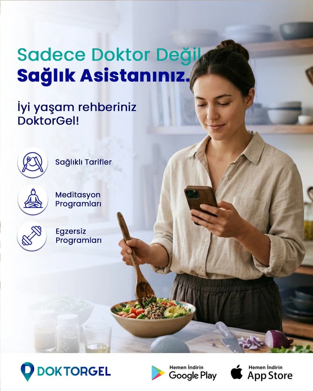 DoktorGel gönderisi — sağlıklı tarifler, meditasyon ve egzersiz programları
