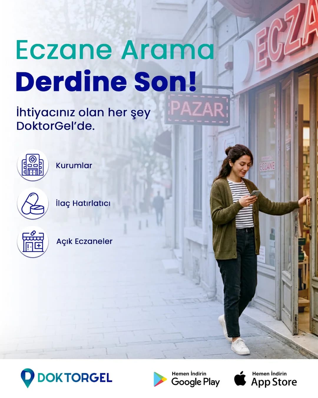 DoktorGel gönderisi — açık eczaneler ve ilaç hatırlatıcı özelliği