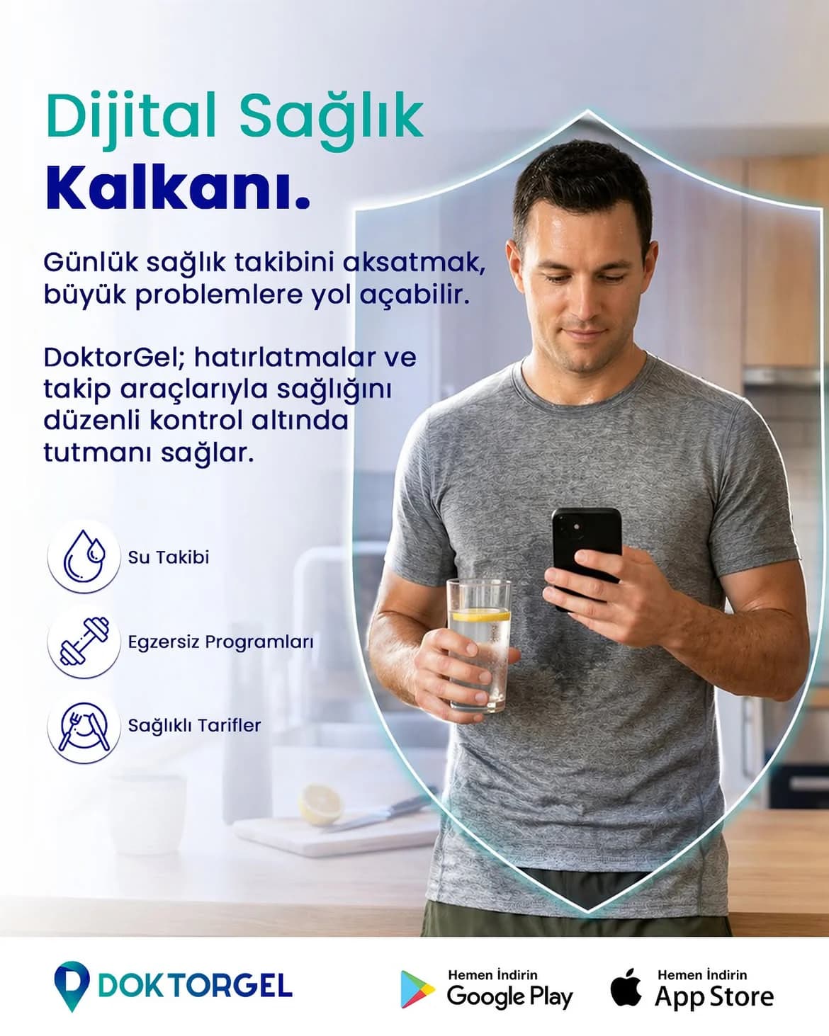 DoktorGel gönderisi — su takibi ve hatırlatmalarla dijital sağlık kalkanı