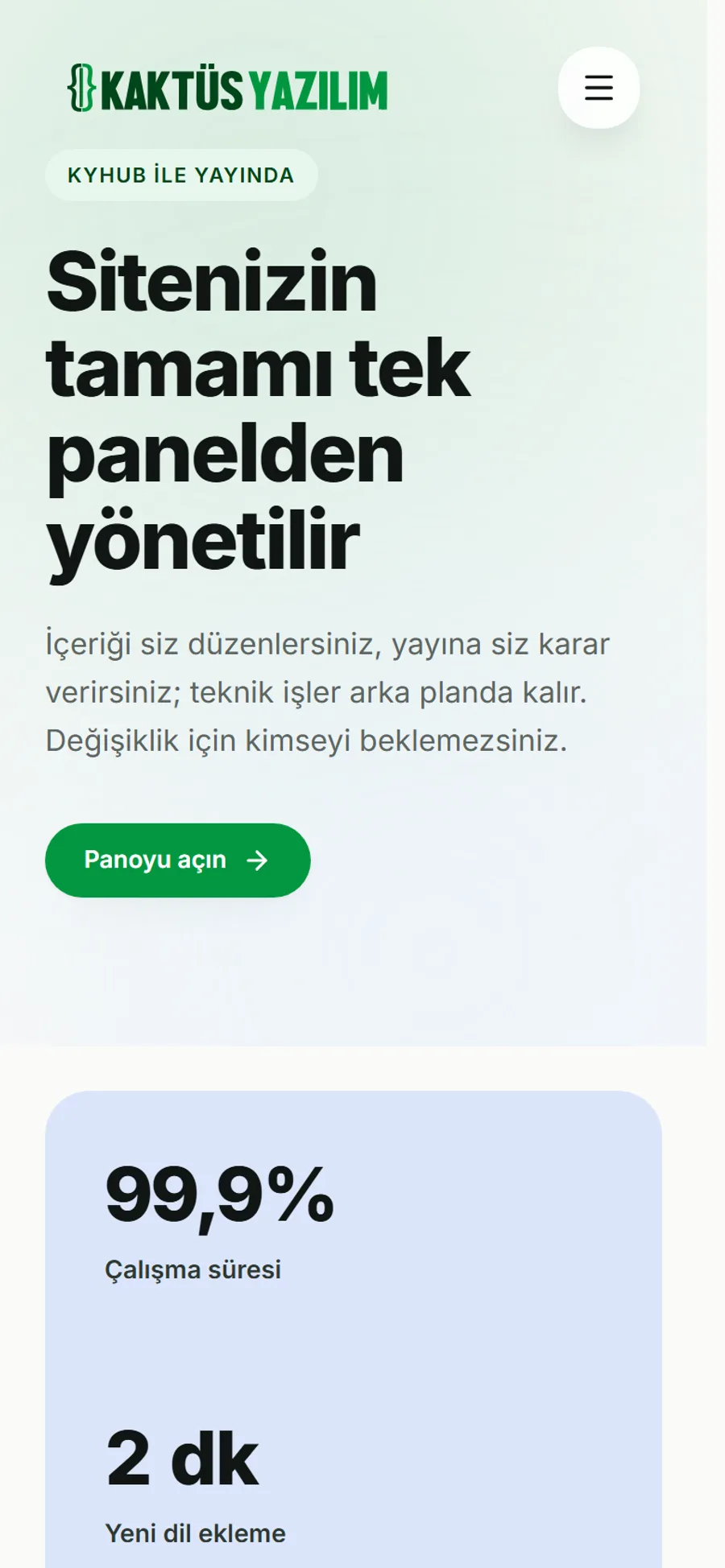 Platformun hazır şablonunun telefondaki görünümü.